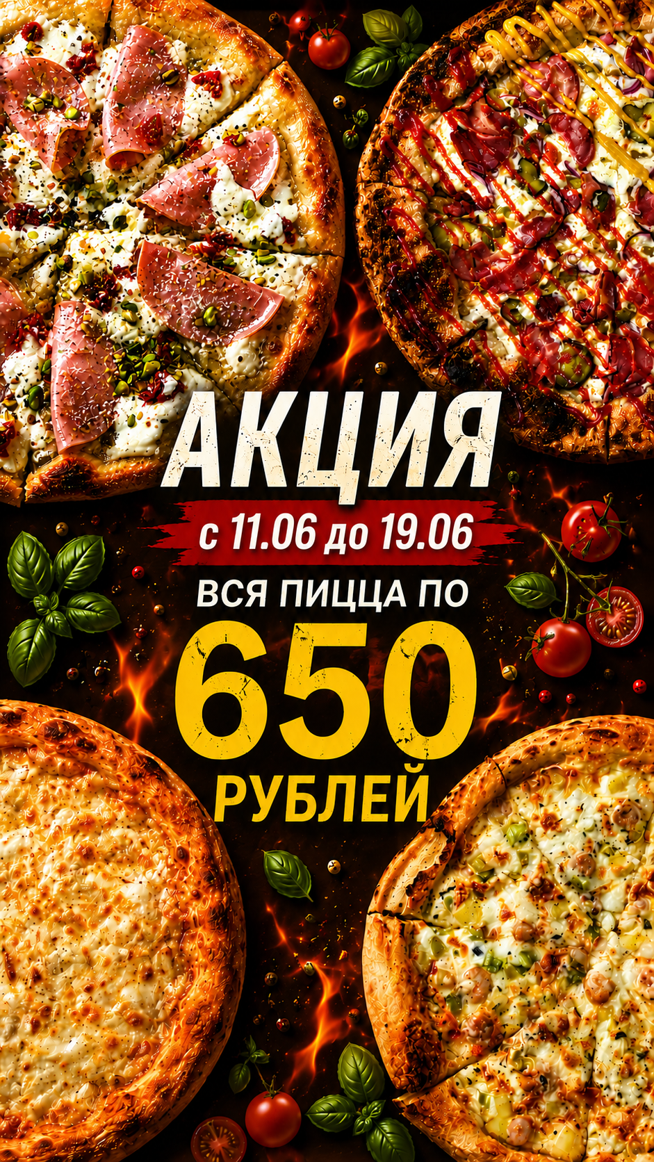 Вся пицца по 650 рублей