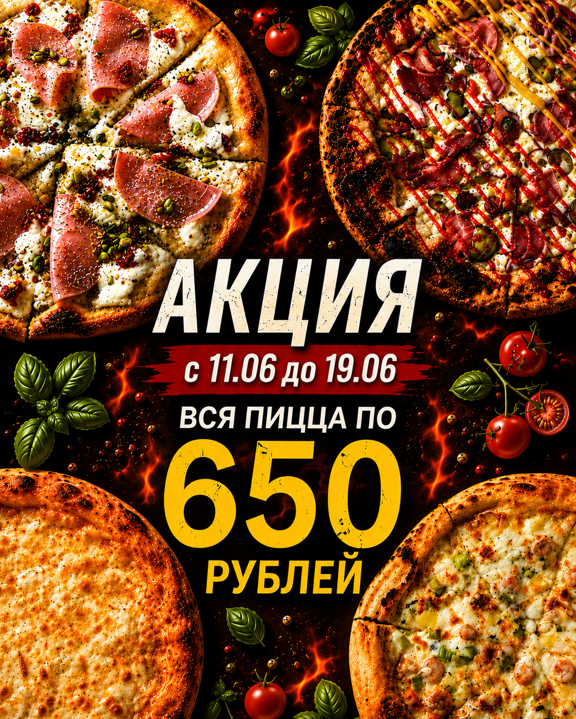 Вся пицца по 650 рублей